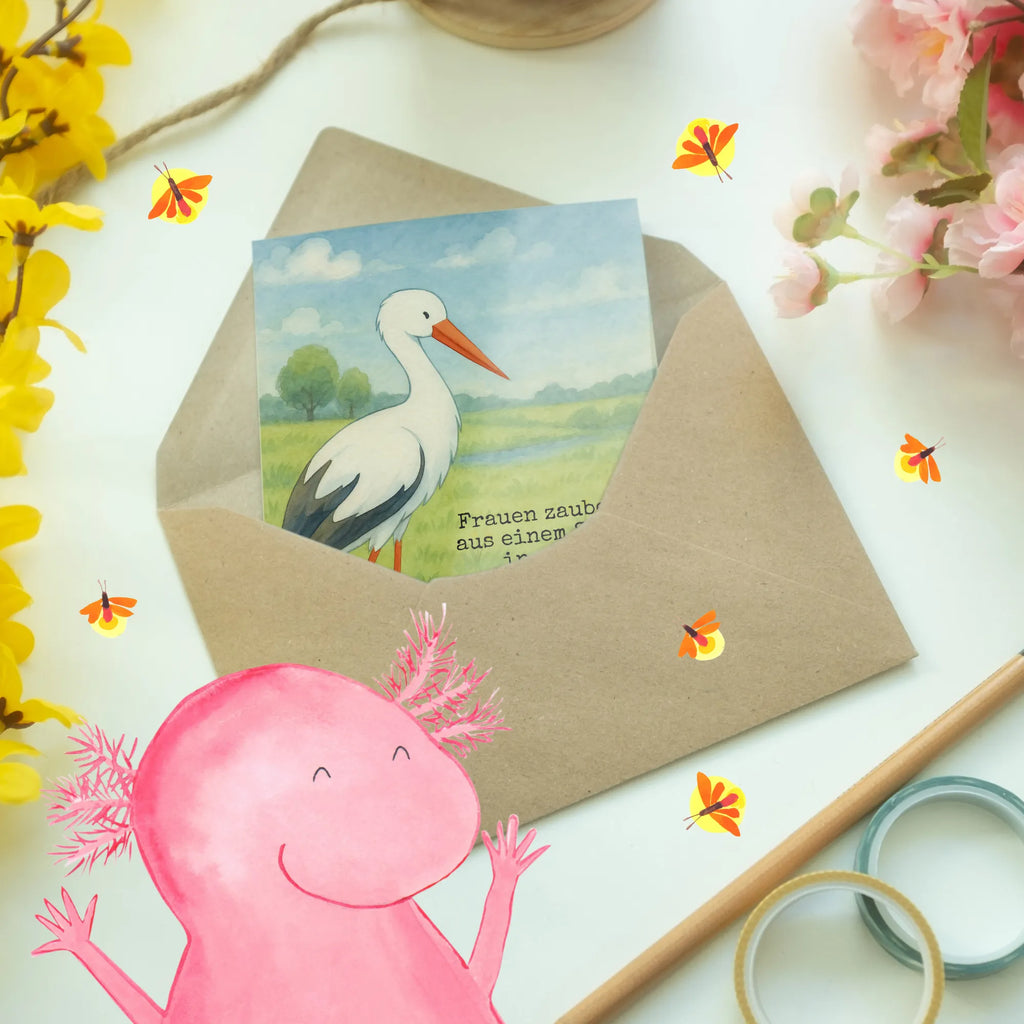 Greetings card Stork Design Grußkarte, Klappkarte, Einladungskarte, Glückwunschkarte, Hochzeitskarte, Geburtstagskarte, Karte, Ansichtskarten, Tiermotive, Gute Laune, lustige Sprüche, Tiere, Storch, Störche, Schwangerschaft, Geburt, Mutter, Mütter, Mutter werden, Schwanger, Babybauch, Baby