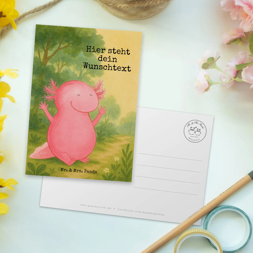 Personalised postcard axolotl Hooray Design Postkarte personalisierbar, Grußkarte mit Namen, Geschenkkarte mit Wunschtext, Postkarte mit Namen, Grußkarte mit Wunschtext, Karte mit Namen, Karte mit Wunschtext, Geschenkkarte mit Namen, Postkarte bedrucken, Postkarte mit Wunschtext, Einladung mit Namen, Ansichtskarte mit Namen, Einladung mit Wunschtext, Ansichtskarte mit Wunschtext, Axolotl, Molch, Spaß, Lurch, Lurche, Schwanzlurch, Axolot, Freude, fröhlich, Motivation, Zufriedenheit