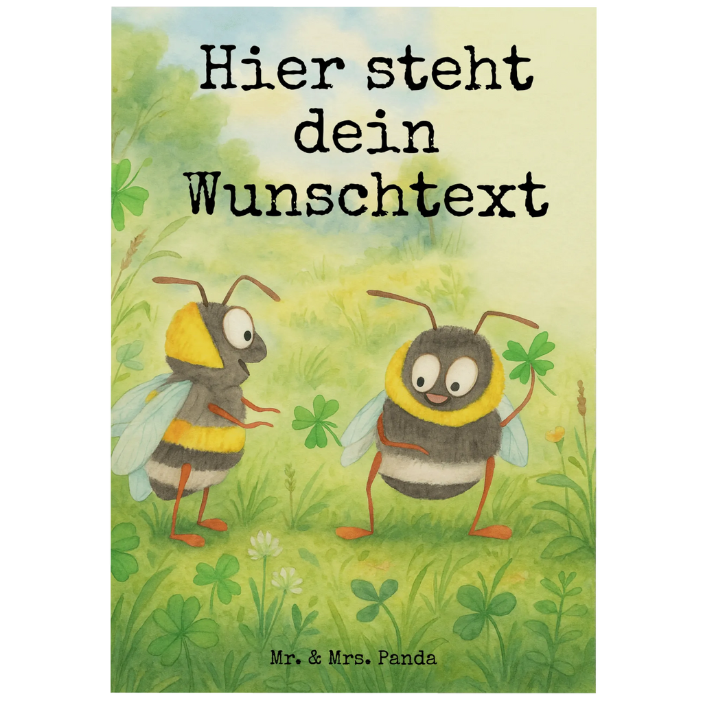 Personalised postcard bumblebees shamrock Design Postkarte mit Wunschtext, Einladung mit Wunschtext, Postkarte mit Namen, Postkarte bedrucken, Ansichtskarte mit Namen, Grußkarte mit Wunschtext, Geschenkkarte mit Namen, Ansichtskarte mit Wunschtext, Karte mit Namen, Grußkarte mit Namen, Postkarte personalisierbar, Geschenkkarte mit Wunschtext, Karte mit Wunschtext, Einladung mit Namen, Tiermotive, Gute Laune, lustige Sprüche, Tiere, Hummel, glücklich werden, Biene Deko, Spruch positiv, Biene, Spruch fröhlich, glücklich sein, Spruch schön