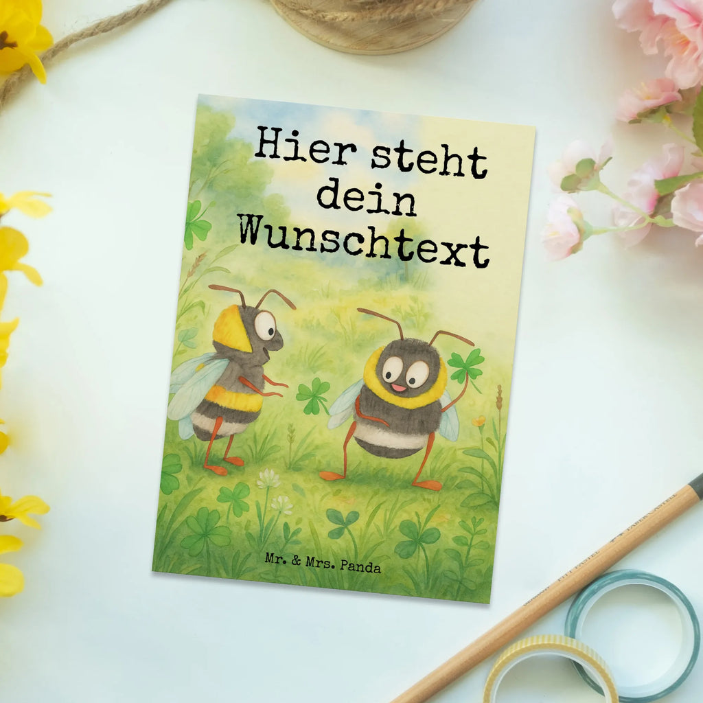 Personalised postcard bumblebees shamrock Design Postkarte mit Wunschtext, Einladung mit Wunschtext, Postkarte mit Namen, Postkarte bedrucken, Ansichtskarte mit Namen, Grußkarte mit Wunschtext, Geschenkkarte mit Namen, Ansichtskarte mit Wunschtext, Karte mit Namen, Grußkarte mit Namen, Postkarte personalisierbar, Geschenkkarte mit Wunschtext, Karte mit Wunschtext, Einladung mit Namen, Tiermotive, Gute Laune, lustige Sprüche, Tiere, Hummel, glücklich werden, Biene Deko, Spruch positiv, Biene, Spruch fröhlich, glücklich sein, Spruch schön
