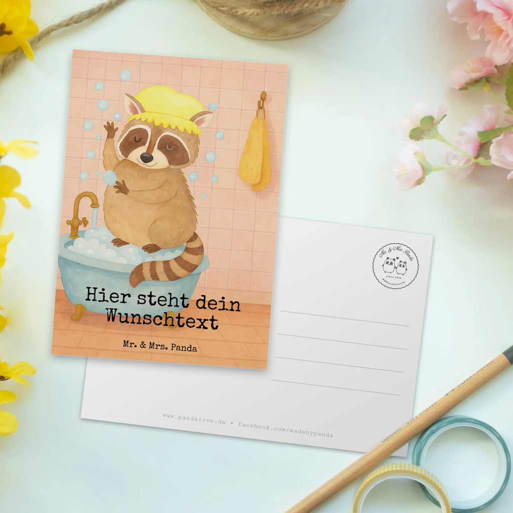 Personalised postcard Raccoon Design Karte mit Wunschtext, Postkarte personalisierbar, Grußkarte mit Wunschtext, Karte mit Namen, Einladung mit Namen, Ansichtskarte mit Namen, Einladung mit Wunschtext, Postkarte mit Wunschtext, Postkarte mit Namen, Postkarte bedrucken, Geschenkkarte mit Namen, Ansichtskarte mit Wunschtext, Geschenkkarte mit Wunschtext, Grußkarte mit Namen, Tiermotive, Gute Laune, lustige Sprüche, Tiere, Seifenblasen, Waschbär, waschen, Tagträumen, Fröhlich, Plan