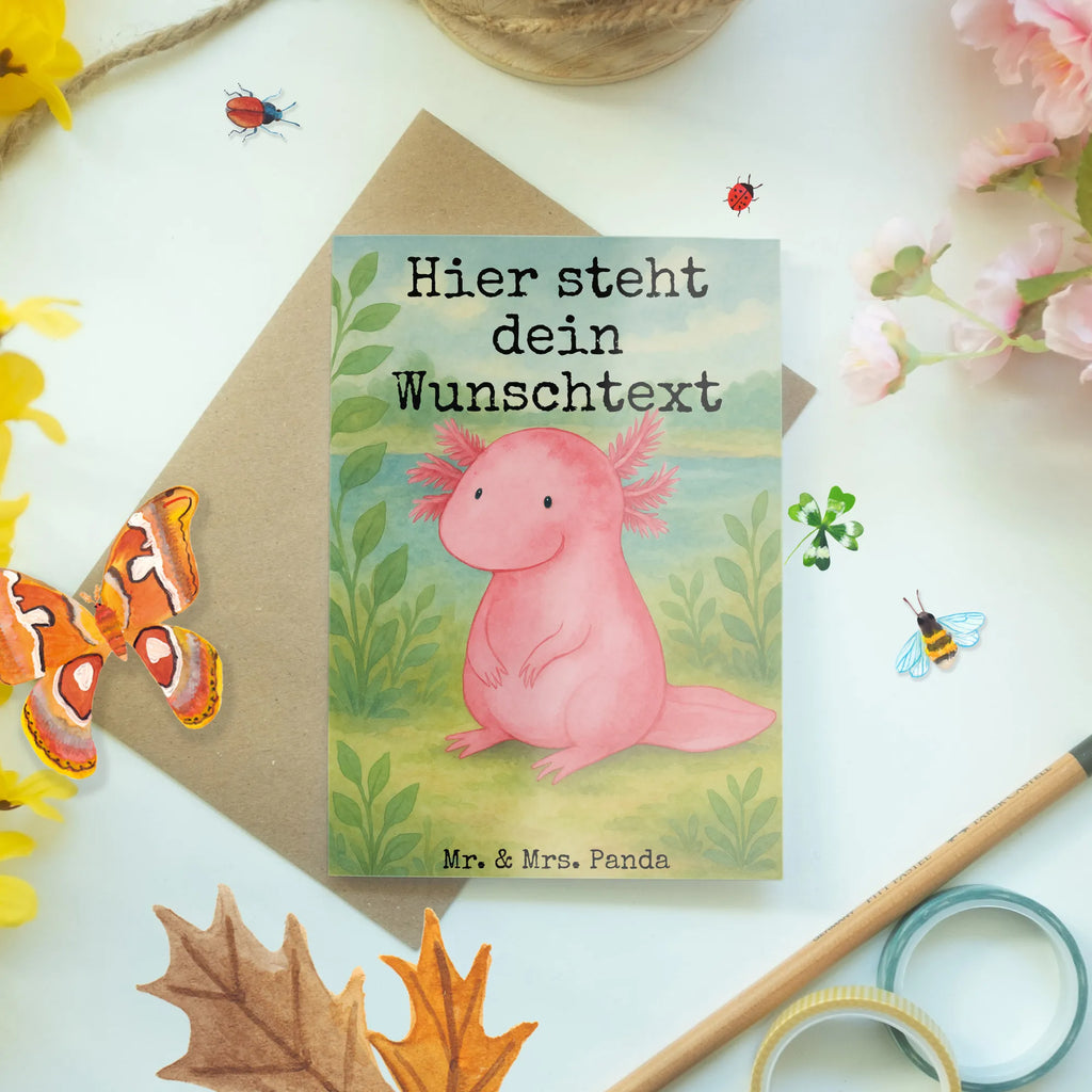 Personalised greetings card axolotl zero Design Personalisierte Grußkarte, Personalisierte Geburtstagskarte, Grußkarten personalisiert, Personalisiertere Klappkarte, Grußkarte mit Namen, Grußkarte mit persönlichen Nachrichten, Grußkarte selber drucken, Grußkarte selbst gestalten, Personalisierte Glückwunschkarte, Personalisierte Hochzeitskarte, Grußkarte als Geldgeschenk, Personalisierte Einladungskarte, Personalisierte Karte, Axolotl, Molch, Liebe, Weisheit, zufrieden, Lebensstil, vergnügt, fröhlich, Lebensweisheit, Axolot, Freundin