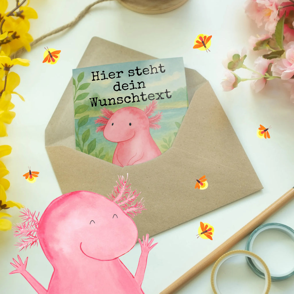 Personalised greetings card axolotl zero Design Personalisierte Grußkarte, Personalisierte Geburtstagskarte, Grußkarten personalisiert, Personalisiertere Klappkarte, Grußkarte mit Namen, Grußkarte mit persönlichen Nachrichten, Grußkarte selber drucken, Grußkarte selbst gestalten, Personalisierte Glückwunschkarte, Personalisierte Hochzeitskarte, Grußkarte als Geldgeschenk, Personalisierte Einladungskarte, Personalisierte Karte, Axolotl, Molch, Liebe, Weisheit, zufrieden, Lebensstil, vergnügt, fröhlich, Lebensweisheit, Axolot, Freundin