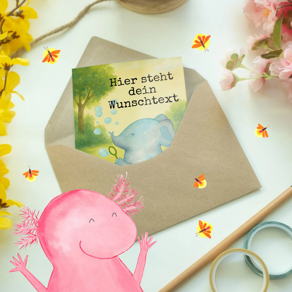 Spersonalizowana kartka z życzeniami słoń bańki mydlane Design Personalisierte Einladungskarte, Personalisierte Glückwunschkarte, Personalisierte Hochzeitskarte, Personalisierte Geburtstagskarte, Personalisierte Karte, Grußkarten personalisiert, Grußkarte selbst gestalten, Grußkarte mit persönlichen Nachrichten, Grußkarte mit Namen, Grußkarte als Geldgeschenk, Personalisierte Grußkarte, Personalisiertere Klappkarte, Grußkarte selber drucken, Tiermotive, Gute Laune, lustige Sprüche, Tiere, Elefanten, Dickhäuter, Liebesspruch, Rüsseltier, Heimat, Seifenblasen, Gefühl. Daheim, Liebesbeweis, Elefant, Liebe