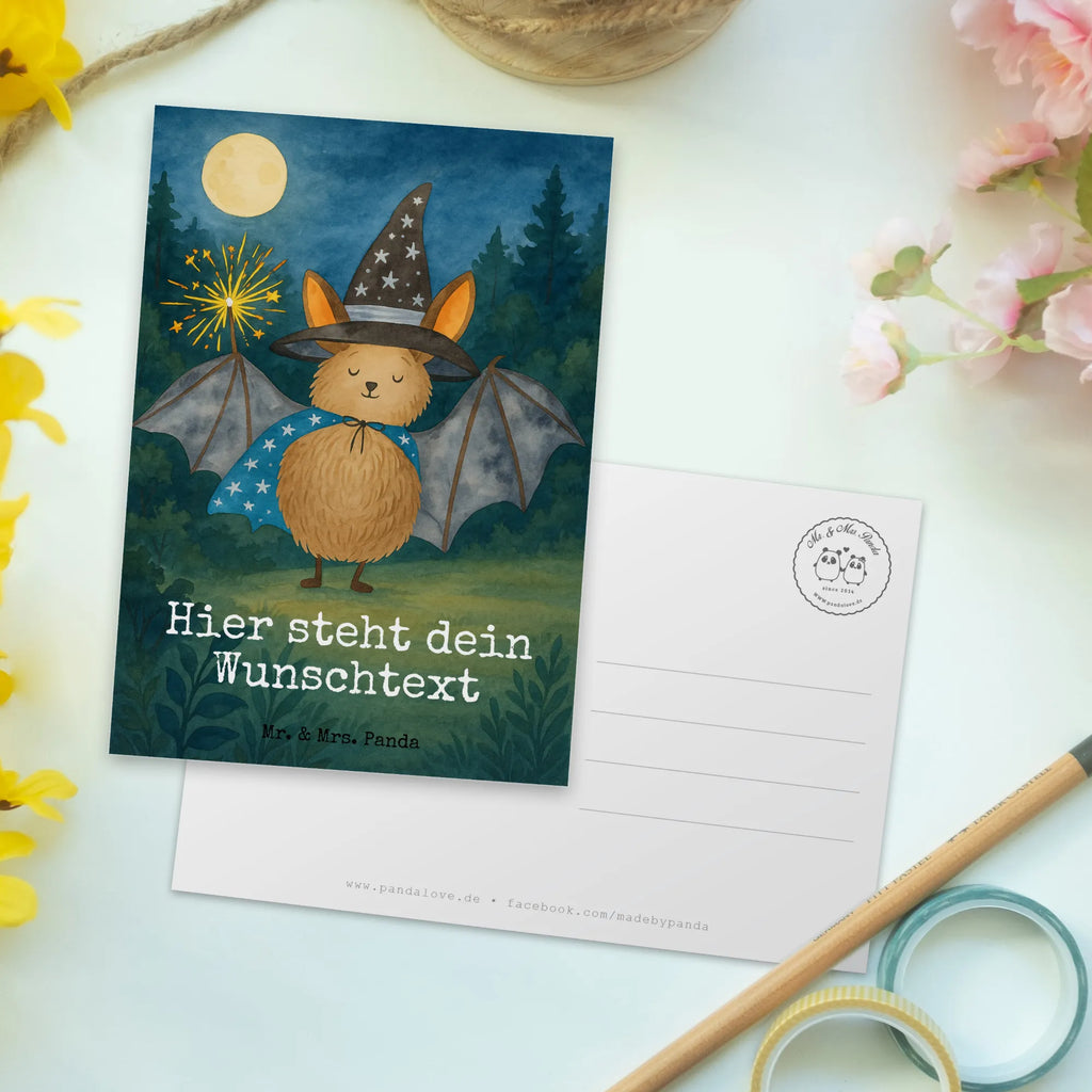 Personalised postcard bat wizard Design Grußkarte mit Namen, Postkarte mit Namen, Grußkarte mit Wunschtext, Postkarte bedrucken, Einladung mit Namen, Postkarte personalisierbar, Postkarte mit Wunschtext, Karte mit Namen, Geschenkkarte mit Namen, Ansichtskarte mit Namen, Ansichtskarte mit Wunschtext, Karte mit Wunschtext, Geschenkkarte mit Wunschtext, Einladung mit Wunschtext, Tiermotive, Gute Laune, lustige Sprüche, Tiere, Fledermäuse, Fledermaus, Zauberer, Magier, reinsteigern, Frauen