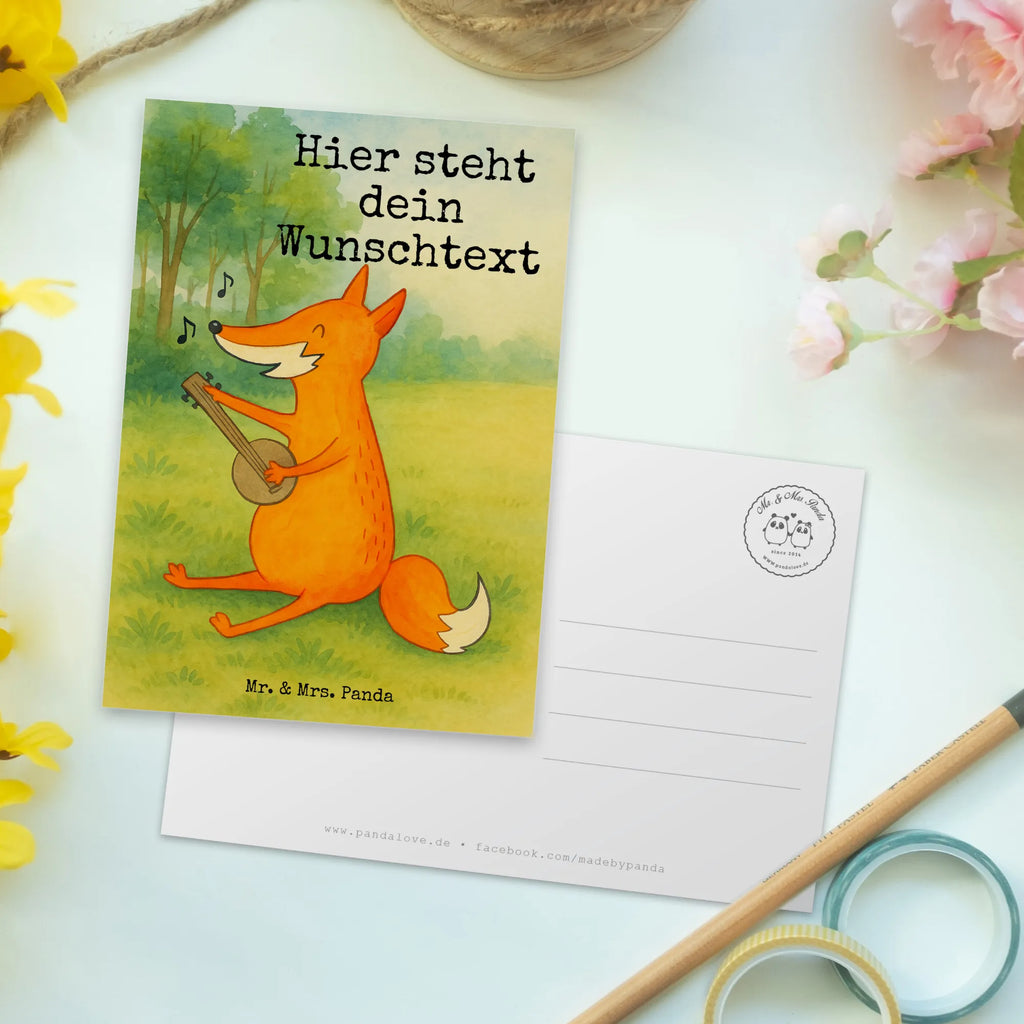 Personalisierte Postkarte Fuchs Gitarre Design Postkarte personalisierbar, Geschenkkarte mit Wunschtext, Einladung mit Wunschtext, Geschenkkarte mit Namen, Postkarte mit Wunschtext, Grußkarte mit Wunschtext, Ansichtskarte mit Wunschtext, Ansichtskarte mit Namen, Karte mit Wunschtext, Postkarte bedrucken, Grußkarte mit Namen, Postkarte mit Namen, Einladung mit Namen, Karte mit Namen, Fuchs, Geschenk Musiker, Füchse, Sänger, Gitarre, Sängerin, Musik Spruch, Musikerin
