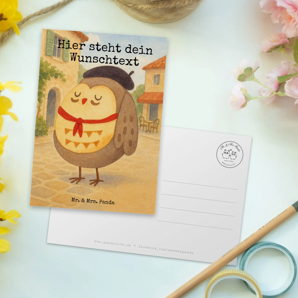 Personalisierte Postkarte Eule Frankreich Design Postkarte personalisierbar, Ansichtskarte mit Namen, Postkarte bedrucken, Geschenkkarte mit Namen, Grußkarte mit Wunschtext, Ansichtskarte mit Wunschtext, Karte mit Namen, Grußkarte mit Namen, Postkarte mit Namen, Karte mit Wunschtext, Postkarte mit Wunschtext, Einladung mit Namen, Einladung mit Wunschtext, Geschenkkarte mit Wunschtext, Eule, Spruch schön, Frankreich, Owl, Eule Deko, hibou, Eulen, La vie est belle, Spruch Französisch, das Leben ist schön