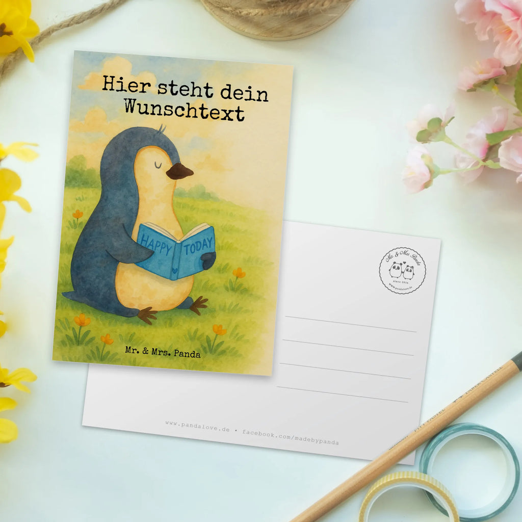 Personalised postcard Penguin A book Design Ansichtskarte mit Namen, Grußkarte mit Namen, Postkarte mit Wunschtext, Postkarte personalisierbar, Postkarte bedrucken, Karte mit Wunschtext, Einladung mit Wunschtext, Geschenkkarte mit Namen, Ansichtskarte mit Wunschtext, Grußkarte mit Wunschtext, Einladung mit Namen, Postkarte mit Namen, Karte mit Namen, Geschenkkarte mit Wunschtext, Pinguin, Pinguine, Faulenzen, Urlaub, Lesen, Buch, Bücherwurm, Freizeit, Nichtstun, Ferien