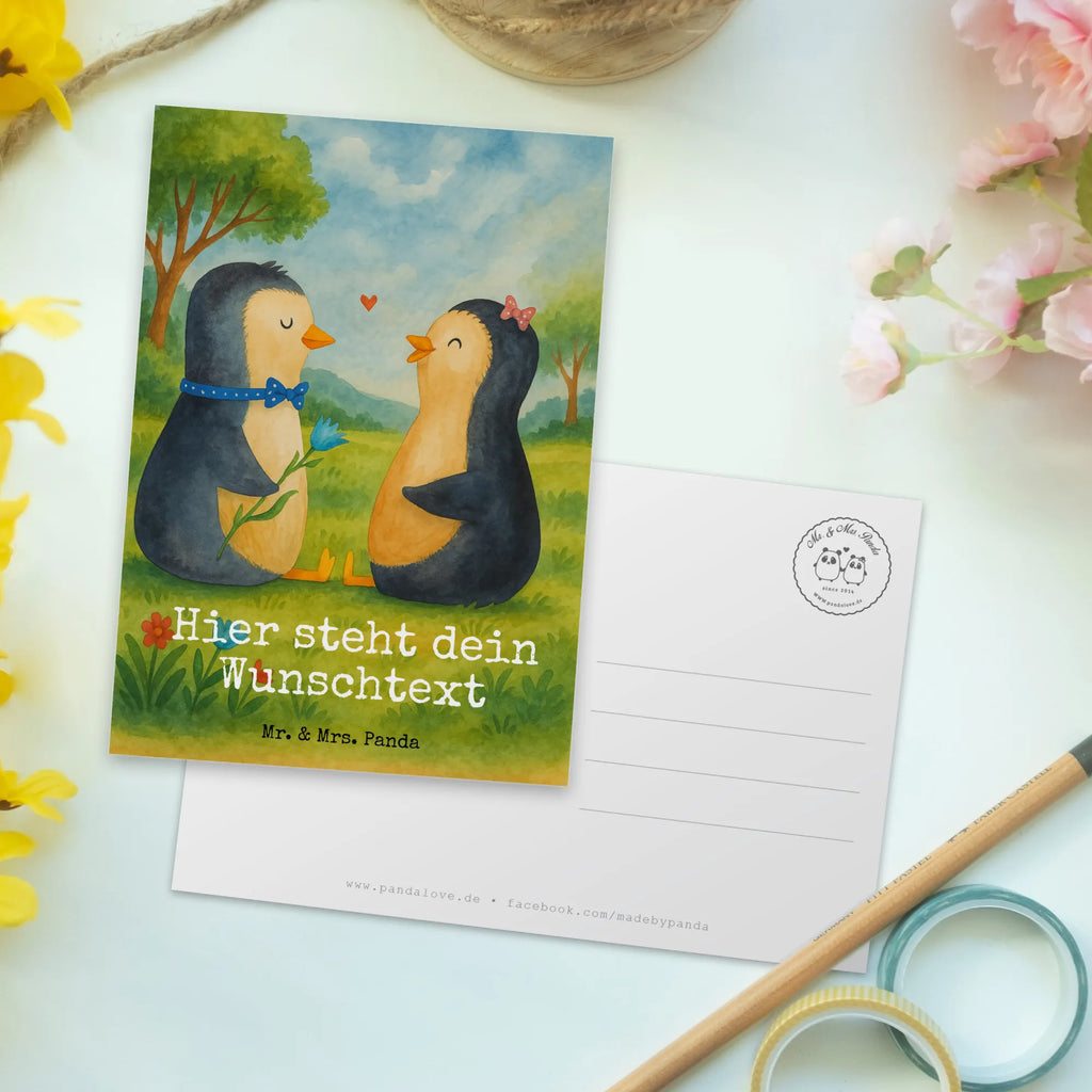 Personalised postcard Penguin pair Design Geschenkkarte mit Namen, Ansichtskarte mit Namen, Einladung mit Namen, Einladung mit Wunschtext, Ansichtskarte mit Wunschtext, Postkarte mit Wunschtext, Geschenkkarte mit Wunschtext, Postkarte personalisierbar, Karte mit Wunschtext, Karte mit Namen, Postkarte mit Namen, Grußkarte mit Namen, Postkarte bedrucken, Grußkarte mit Wunschtext, Pinguin, Verlobung, Jahrestag, große Liebe, Traumpaar, Liebe, Hochzeitstag, Liebespaar, Hochzeitsgeschenk, Liebesgeschenk, Liebesbeweis, Pinguine, Hochzeit
