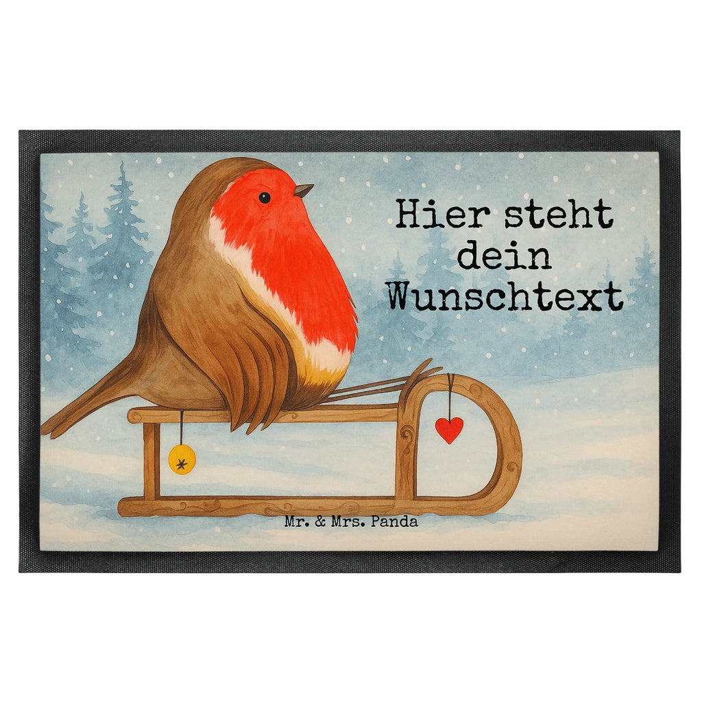 Personalisierte Fußmatte Rotkehlchen Schlitten Design Personalisieruung, Türvorleger mit Namen, Fußmatte bedrucken, Bedrucken, Türvorleger personalisiert, Haustürmatte personalisiert, Namensfussmatte, Fußmatte mit Namen, Wunschnamen, Personalisierte Fußmatte, Personalisiert, Winter, Weihnachten, Weihnachtsdeko, Nikolaus, Advent, Heiligabend, Wintermotiv, Vogel, Schlitten