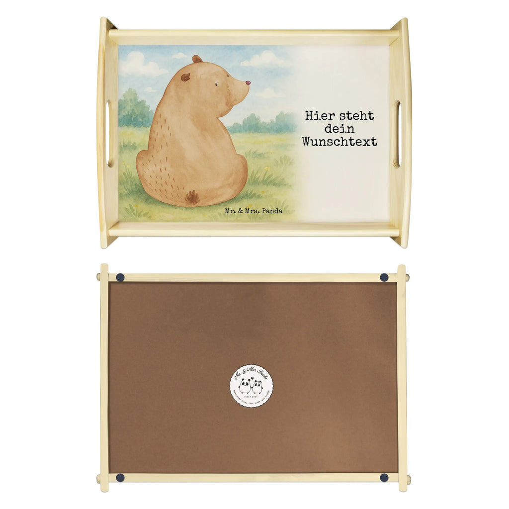 Personalisiertes Serviertablett Bär Schulterblick Design Personalisiertes Holztablett, Tablett mit Namen, Serviertablett mit Namen, Personalisiertes Küchentablett, Personalisiertes Frühstückstablett, Personalisiertes Tablett, Personalisiertes Serviertablett, Personalisiertes Dekotablett, Bär, Teddy, Teddybär, Weisheit, Bärenliebe, Weltansicht, Bären, Selbstachtung, Motivation