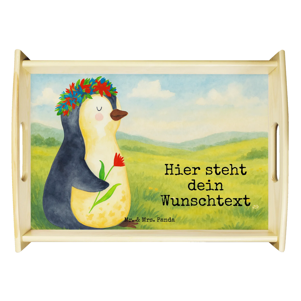 Personalised serving tray Penguin Flower Design Personalisiertes Holztablett, Personalisiertes Dekotablett, Serviertablett mit Namen, Personalisiertes Serviertablett, Tablett mit Namen, Personalisiertes Küchentablett, Personalisiertes Frühstückstablett, Personalisiertes Tablett, Pinguin, Ziele, Liebeskummer, Universum, Lebenslust, Motivation, Leben, Pinguine, Geschenkidee, Wünsche, Lebensziele, Blumenkranz