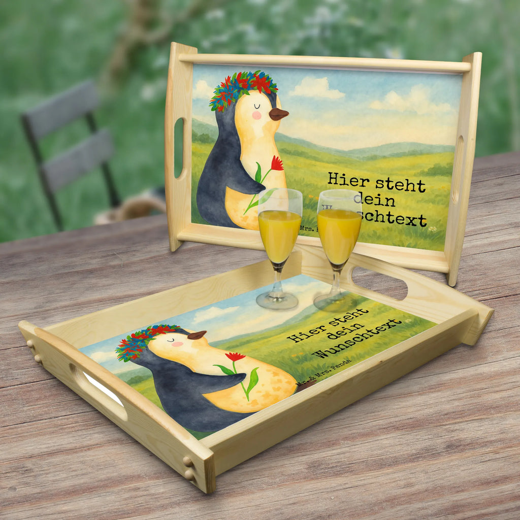 Personalised serving tray Penguin Flower Design Personalisiertes Holztablett, Personalisiertes Dekotablett, Serviertablett mit Namen, Personalisiertes Serviertablett, Tablett mit Namen, Personalisiertes Küchentablett, Personalisiertes Frühstückstablett, Personalisiertes Tablett, Pinguin, Ziele, Liebeskummer, Universum, Lebenslust, Motivation, Leben, Pinguine, Geschenkidee, Wünsche, Lebensziele, Blumenkranz
