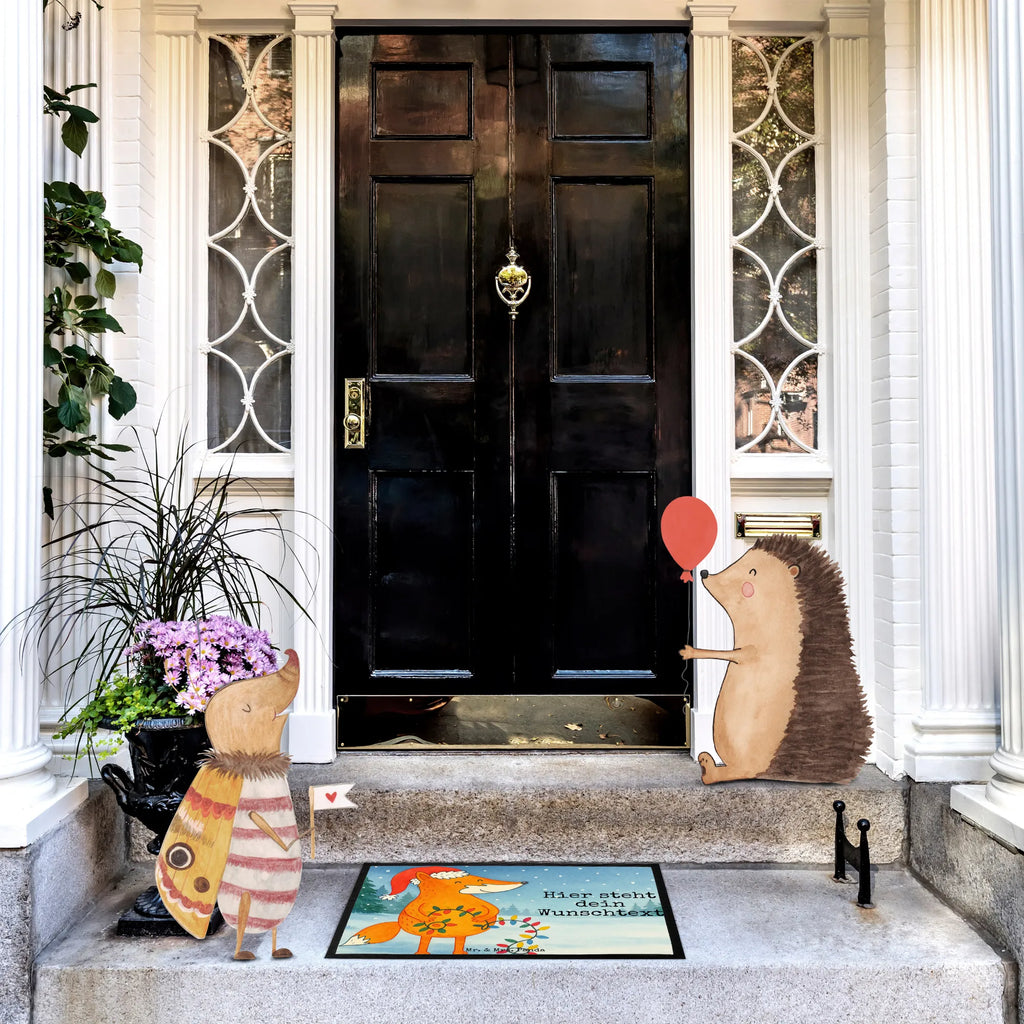 Spersonalizowana wycieraczka lis Boże Narodzenie Design Wunschnamen, Fußmatte bedrucken, Fußmatte mit Namen, Haustürmatte personalisiert, Personalisierte Fußmatte, Bedrucken, Namensfussmatte, Türvorleger personalisiert, Türvorleger mit Namen, Personalisiert, Personalisieruung, Winter, Weihnachten, Weihnachtsdeko, Nikolaus, Advent, Heiligabend, Wintermotiv, Weihnachtsmann, Fuchs, Weihnachtszeit, Spruch schön, Geschenk Weihnachten, Füchse