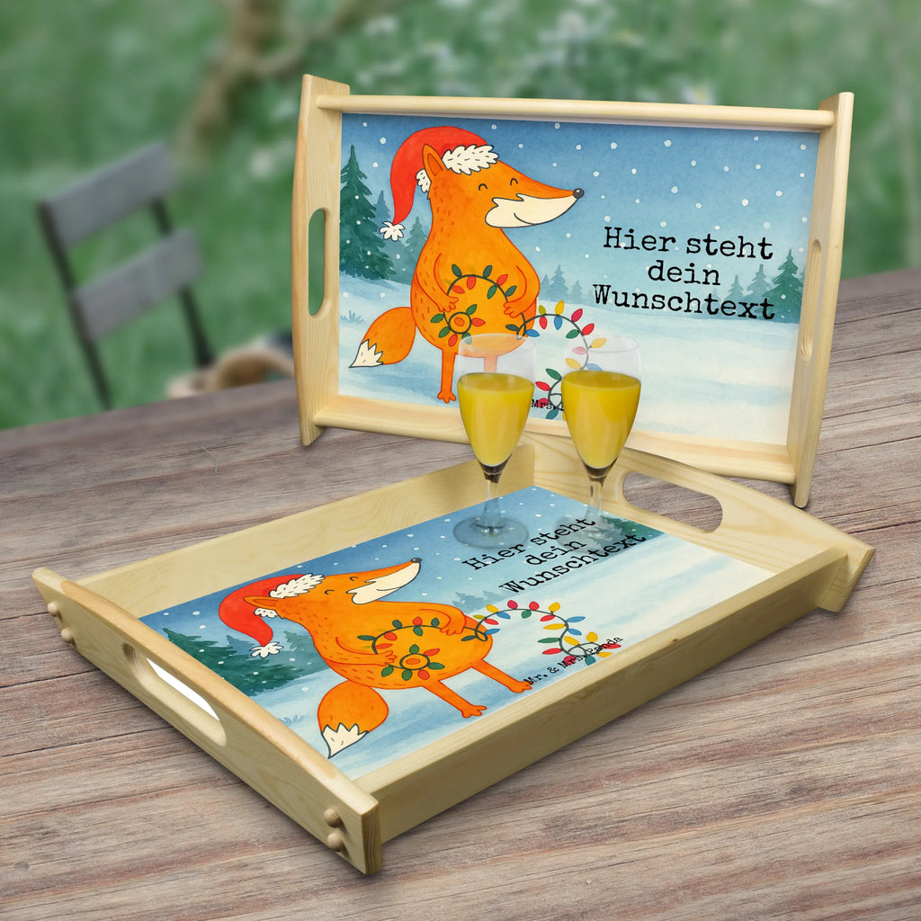 Personalisiertes Serviertablett Fuchs Weihnachten Design Personalisiertes Dekotablett, Personalisiertes Holztablett, Personalisiertes Serviertablett, Serviertablett mit Namen, Personalisiertes Frühstückstablett, Tablett mit Namen, Personalisiertes Küchentablett, Personalisiertes Tablett, Winter, Weihnachten, Weihnachtsdeko, Nikolaus, Advent, Heiligabend, Wintermotiv, Geschenk Weihnachten, Spruch schön, Fuchs, Weihnachtszeit, Weihnachtsmann, Füchse