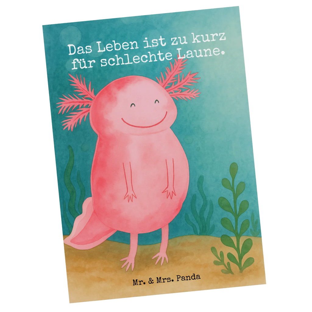 Postkarte Axolotl Glücklich Design Postkarte, Karte, Geschenkkarte, Grußkarte, Einladung, Ansichtskarte, Geburtstagskarte, Einladungskarte, Dankeskarte, Ansichtskarten, Einladung Geburtstag, Einladungskarten Geburtstag, Axolotl, Molch, Axolot, Schwanzlurch, Lurch, Lurche, Motivation, gute Laune