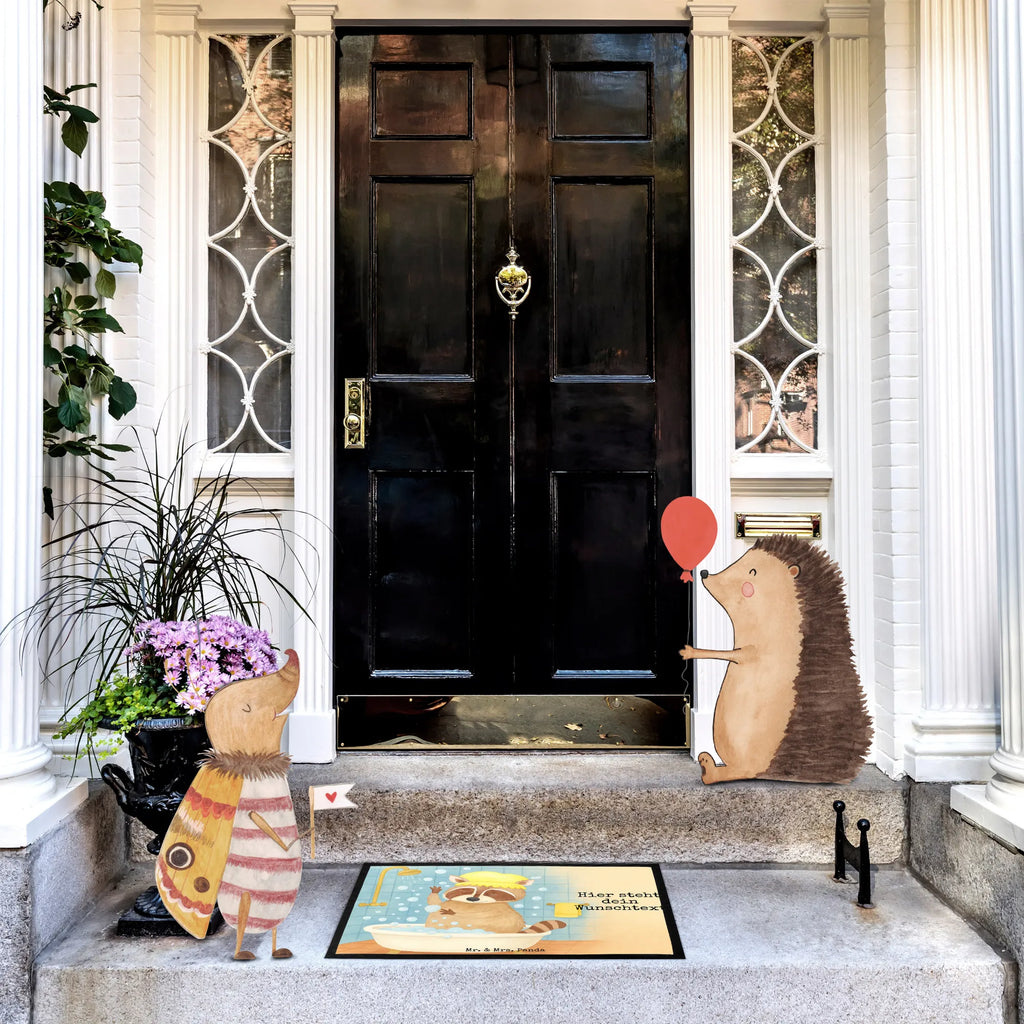 Personalisierte Fußmatte Waschbär Design Fußmatte bedrucken, Namensfussmatte, Wunschnamen, Personalisieruung, Haustürmatte personalisiert, Personalisiert, Bedrucken, Türvorleger personalisiert, Fußmatte mit Namen, Personalisierte Fußmatte, Türvorleger mit Namen, Tiermotive, Gute Laune, lustige Sprüche, Tiere, Seifenblasen, waschen, Fröhlich, Waschbär, Tagträumen, Plan