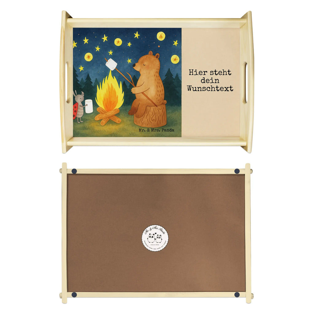 Spersonalizowana taca serwisowa Niedźwiedź i biedronka przy ognisku Design Tablett mit Namen, Personalisiertes Holztablett, Personalisiertes Tablett, Personalisiertes Frühstückstablett, Personalisiertes Serviertablett, Personalisiertes Küchentablett, Personalisiertes Dekotablett, Serviertablett mit Namen, Bär, Teddy, Teddybär, Lagerfeuer