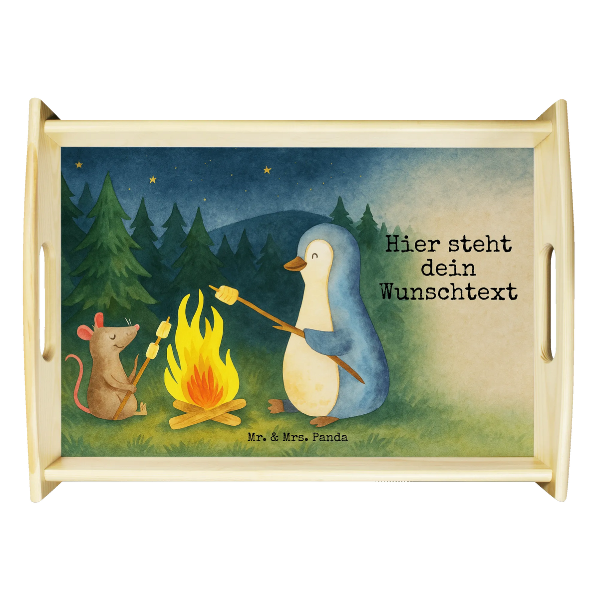 Personalised serving tray Penguin campfire Design North Pole, Penguins, mouse, everyday office life, life motto, penguins, new start, campfire, life motivation, fire, work