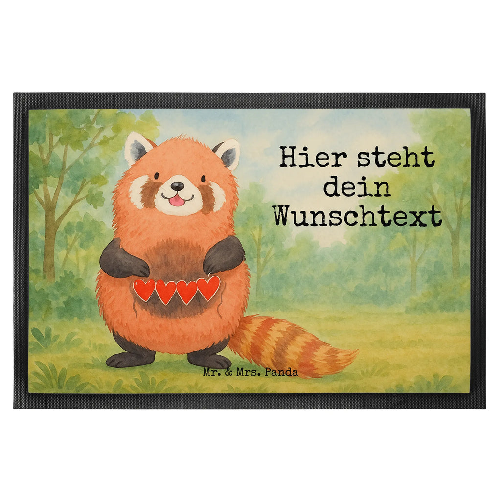 Personalisierte Fußmatte Roter Panda Design Personalisiert, Fußmatte mit Namen, Wunschnamen, Personalisierte Fußmatte, Personalisieruung, Fußmatte bedrucken, Bedrucken, Namensfussmatte, Türvorleger mit Namen, Haustürmatte personalisiert, Türvorleger personalisiert, Tiermotive, Gute Laune, lustige Sprüche, Tiere, Panda, Liebe, Herz, Liebling, Rot, Lieblingsmensch