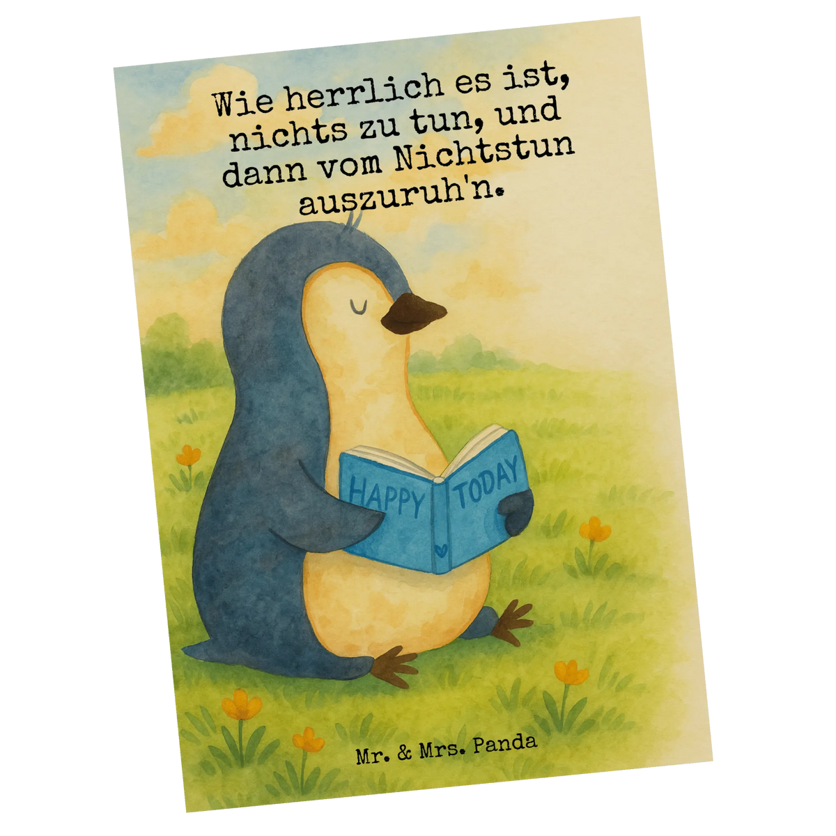 Pocztówka pingwin książka Design Ansichtskarten, Designkarte, kunstkarte, spruchkarte, bildkarte, einzelkarte, Postkarten, Kunstkarten, Grußkarte, Motivkarte, Ansichtskarte, Postkarte, Fotokarte, Pinguin, Faulenzen, Bücherwurm, Ferien, Buch, Urlaub, Nichtstun, Pinguine, Lesen, Freizeit
