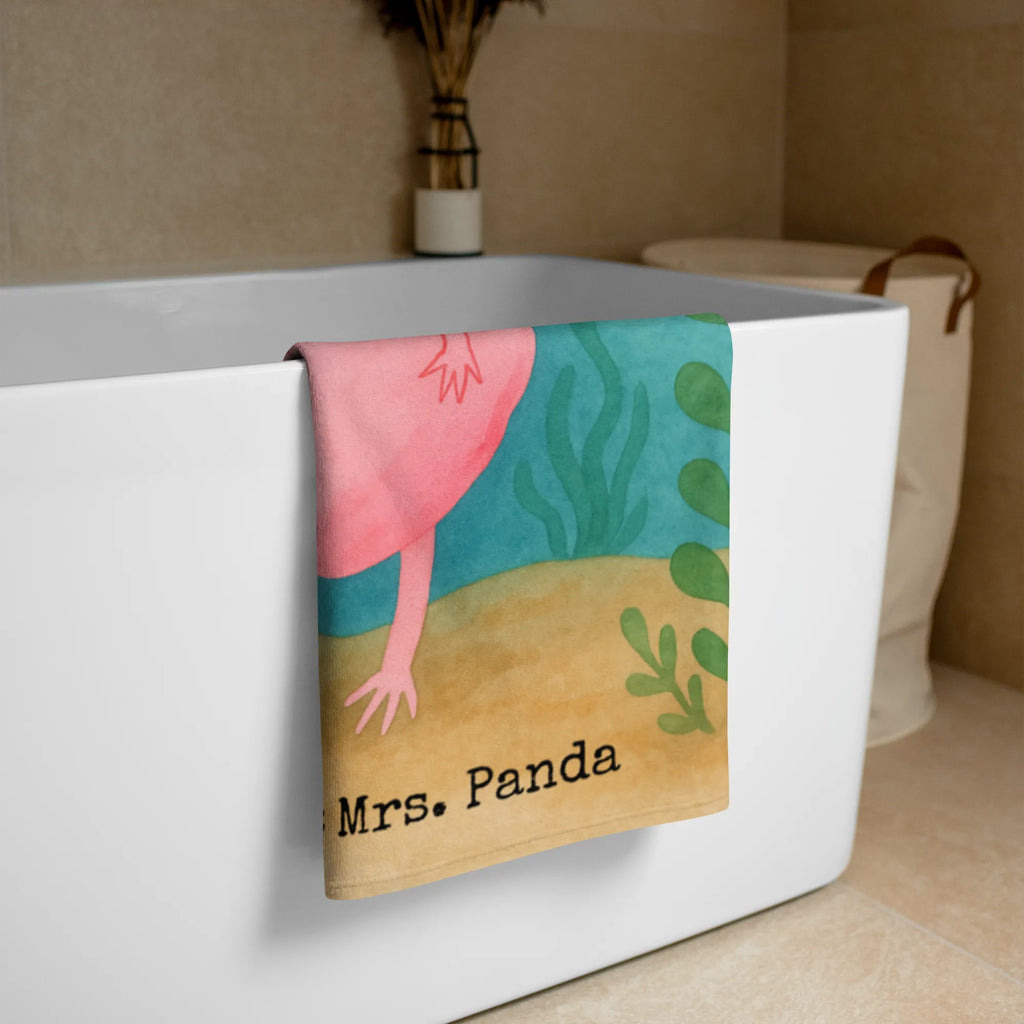 XL Badehandtuch Axolotl Glücklich Design Handtuch, Badetuch, Duschtuch, Strandtuch, Saunatuch, Axolotl, Molch, Axolot, Schwanzlurch, Lurch, Lurche, Motivation, gute Laune