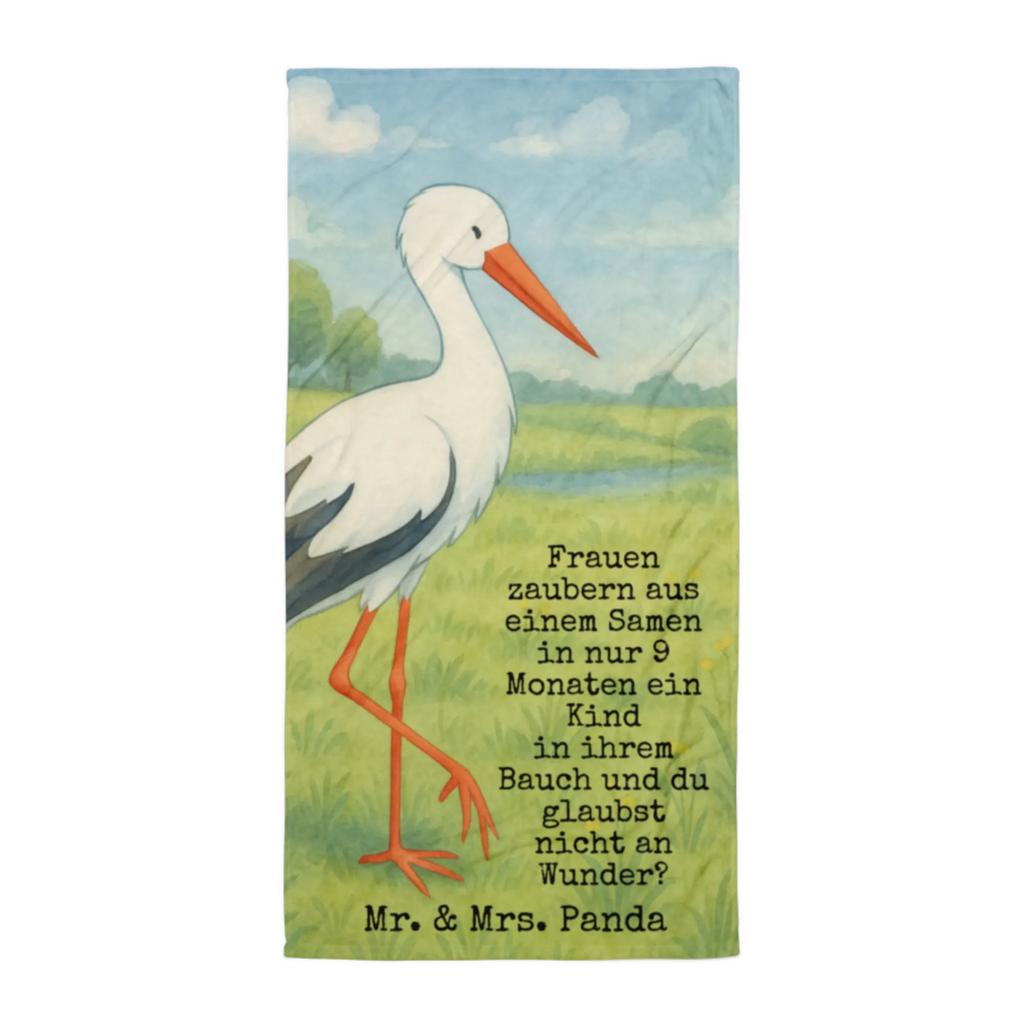 XL Badehandtuch Storch Design Handtuch, Badetuch, Duschtuch, Strandtuch, Saunatuch, Tiermotive, Gute Laune, lustige Sprüche, Tiere, Storch, Störche, Schwangerschaft, Geburt, Mutter, Mütter, Mutter werden, Schwanger, Babybauch, Baby