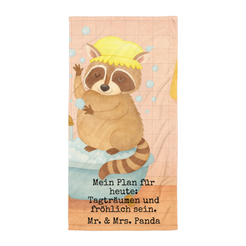 XL Badehandtuch Waschbär Design Handtuch, Badetuch, Duschtuch, Strandtuch, Saunatuch, Tiermotive, Gute Laune, lustige Sprüche, Tiere, Waschbär, Tagträumen, Plan, Fröhlich, waschen, Seifenblasen