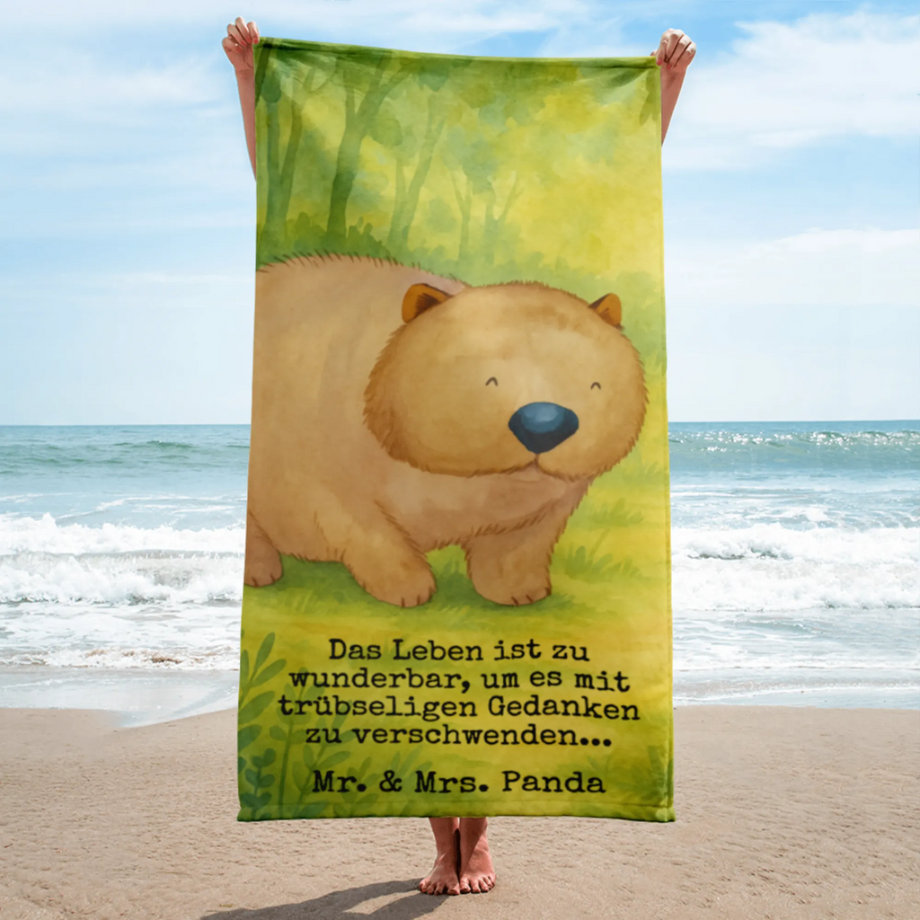 XL bath towel Wombat Design Handtuch, Badetuch, Duschtuch, Strandtuch, Saunatuch, Tiermotive, Gute Laune, lustige Sprüche, Tiere, Wombat, Das Leben ist schön, Motivation, Spruch, Australien