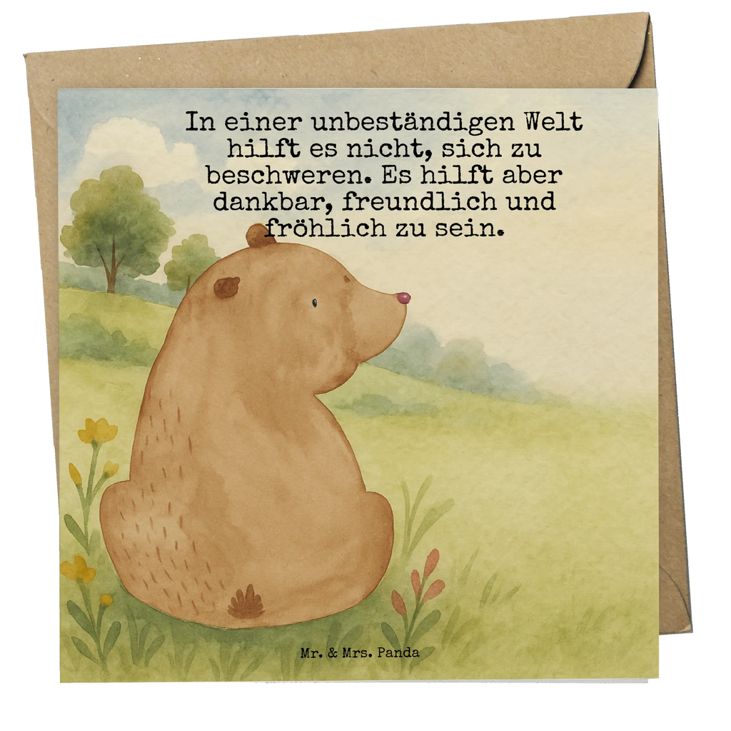 Deluxe Karte Bär Schulterblick Design Karte, Grußkarte, Klappkarte, Einladungskarte, Glückwunschkarte, Hochzeitskarte, Geburtstagskarte, Hochwertige Grußkarte, Hochwertige Klappkarte, Bär, Teddy, Teddybär, Selbstachtung, Weltansicht, Motivation, Bären, Bärenliebe, Weisheit