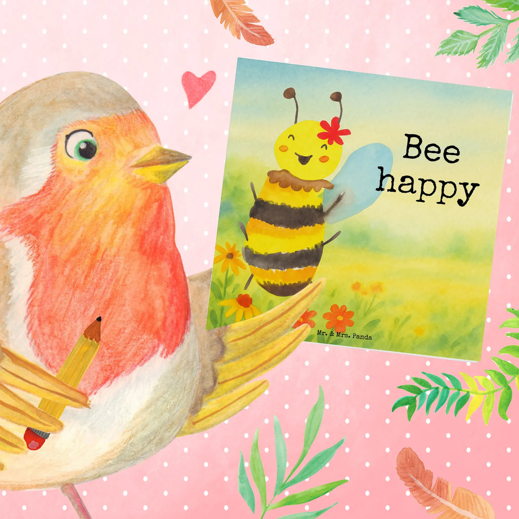 Deluxe Card bee happy Design Karte, Grußkarte, Klappkarte, Einladungskarte, Glückwunschkarte, Hochzeitskarte, Geburtstagskarte, Hochwertige Grußkarte, Hochwertige Klappkarte, Biene, Wespe, Hummel