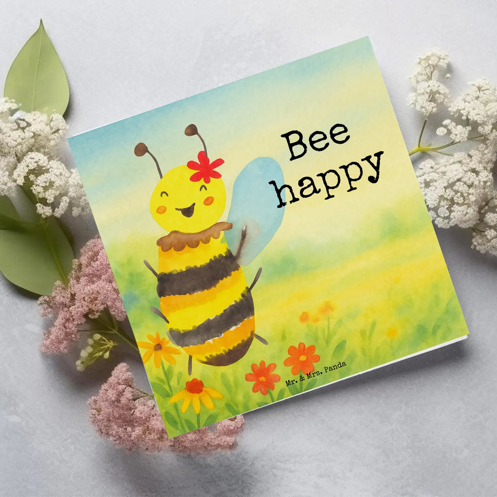 Deluxe Card bee happy Design Karte, Grußkarte, Klappkarte, Einladungskarte, Glückwunschkarte, Hochzeitskarte, Geburtstagskarte, Hochwertige Grußkarte, Hochwertige Klappkarte, Biene, Wespe, Hummel