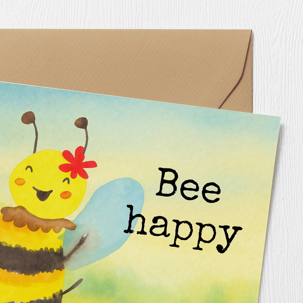 Deluxe Card bee happy Design Karte, Grußkarte, Klappkarte, Einladungskarte, Glückwunschkarte, Hochzeitskarte, Geburtstagskarte, Hochwertige Grußkarte, Hochwertige Klappkarte, Biene, Wespe, Hummel