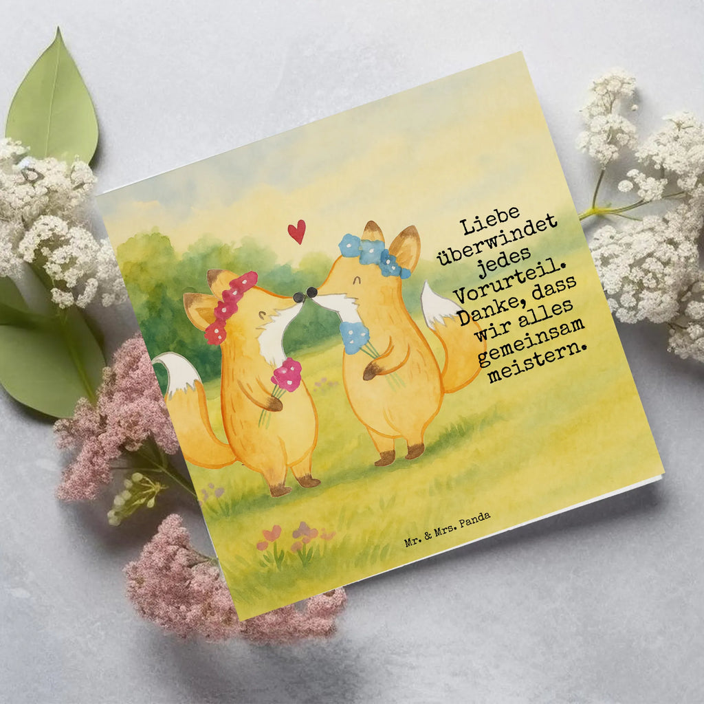 Deluxe Karte Füchse Lesbian Pride Design Karte, Grußkarte, Klappkarte, Einladungskarte, Glückwunschkarte, Hochzeitskarte, Geburtstagskarte, Hochwertige Grußkarte, Hochwertige Klappkarte, Hochzeit, Hochzeitsgeschenk, Ehe, Hochzeitsfeier, Trauung, Trauungsgeschenk, Verlobungsfeier, Verlobungsgeschenk, Hochzeitsgeschenkideen, Hochzeitsgeschenke für Brautpaar