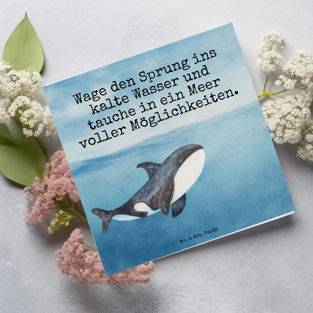 Deluxe Karte Orca Design Karte, Grußkarte, Klappkarte, Einladungskarte, Glückwunschkarte, Hochzeitskarte, Geburtstagskarte, Hochwertige Grußkarte, Hochwertige Klappkarte, Meerestiere, Meer, Urlaub, Orca, Orcas, Killerwal, Wal, Möglichkeiten, Büro, Arbeit, Motivation, Selbstliebe, Neustart, Startup