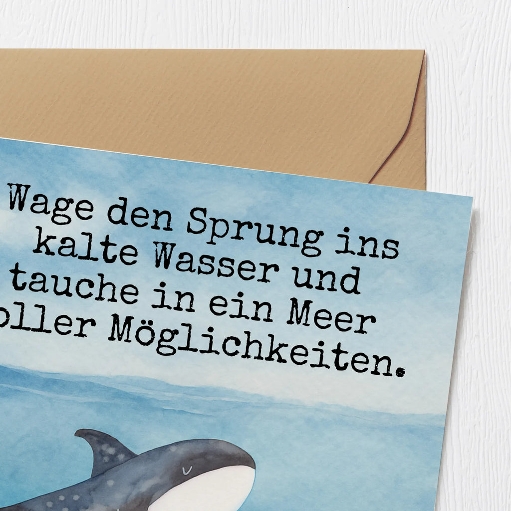 Deluxe Karte Orca Design Karte, Grußkarte, Klappkarte, Einladungskarte, Glückwunschkarte, Hochzeitskarte, Geburtstagskarte, Hochwertige Grußkarte, Hochwertige Klappkarte, Meerestiere, Meer, Urlaub, Orca, Orcas, Killerwal, Wal, Möglichkeiten, Büro, Arbeit, Motivation, Selbstliebe, Neustart, Startup