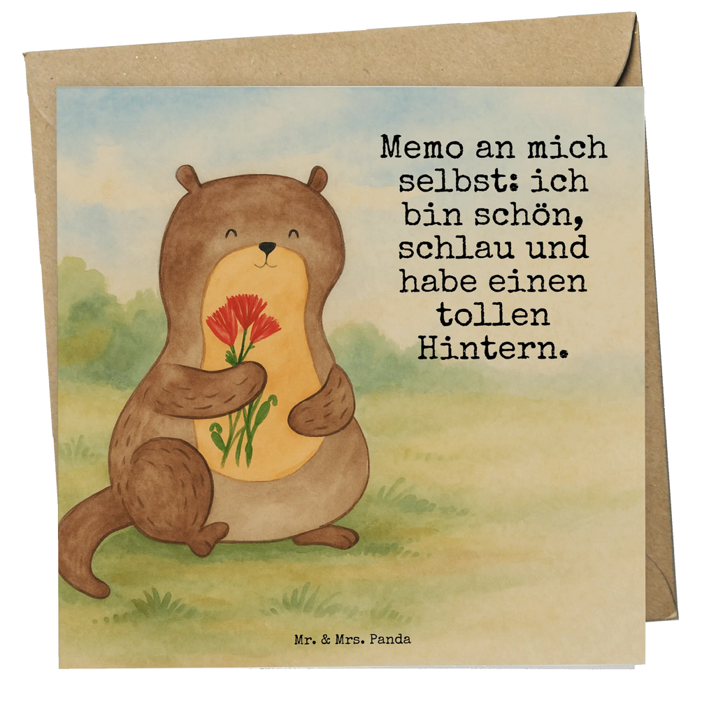 Deluxe Karte Otter Blumenstrauß Design Karte, Grußkarte, Klappkarte, Einladungskarte, Glückwunschkarte, Hochzeitskarte, Geburtstagskarte, Hochwertige Grußkarte, Hochwertige Klappkarte, Otter, Fischotter, Seeotter, Otter Seeotter See Otter