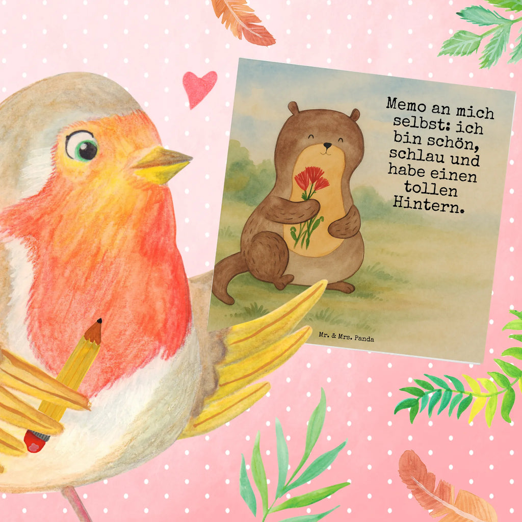 Deluxe Karte Otter Blumenstrauß Design Karte, Grußkarte, Klappkarte, Einladungskarte, Glückwunschkarte, Hochzeitskarte, Geburtstagskarte, Hochwertige Grußkarte, Hochwertige Klappkarte, Otter, Fischotter, Seeotter, Otter Seeotter See Otter