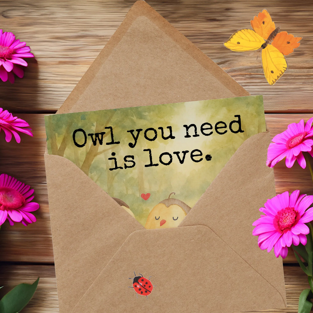 Deluxe Karte Eulen Liebe Design Karte, Grußkarte, Klappkarte, Einladungskarte, Glückwunschkarte, Hochzeitskarte, Geburtstagskarte, Hochwertige Grußkarte, Hochwertige Klappkarte, Eule, Eule Deko, Liebe, Hochzeit Spruch, Owl, All you need is love, Liebe Spruch, Freundin Geschenk, Freund, Wortspiel lustig