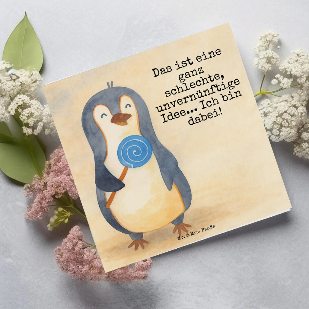 Karta Deluxe pingwin lizak Design Karte, Grußkarte, Klappkarte, Einladungskarte, Glückwunschkarte, Hochzeitskarte, Geburtstagskarte, Hochwertige Grußkarte, Hochwertige Klappkarte, Pinguin, Pinguine, Lolli, Süßigkeiten, Blödsinn, Spruch, Rebell, Gauner, Ganove, Rabauke
