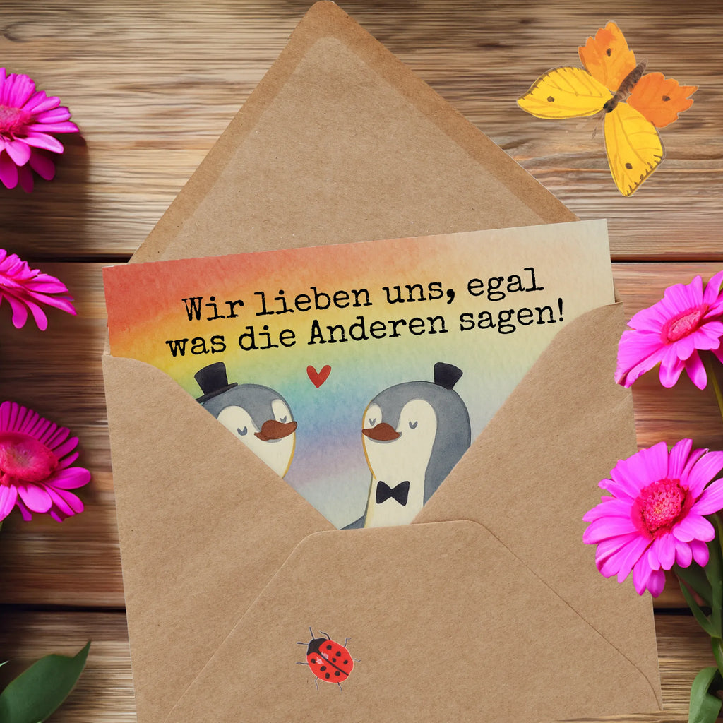 Deluxe Karte Pinguine Gay Pride Design Karte, Grußkarte, Klappkarte, Einladungskarte, Glückwunschkarte, Hochzeitskarte, Geburtstagskarte, Hochwertige Grußkarte, Hochwertige Klappkarte, Hochzeit, Hochzeitsgeschenk, Ehe, Hochzeitsfeier, Trauung, Trauungsgeschenk, Verlobungsfeier, Verlobungsgeschenk, Hochzeitsgeschenkideen, Hochzeitsgeschenke für Brautpaar