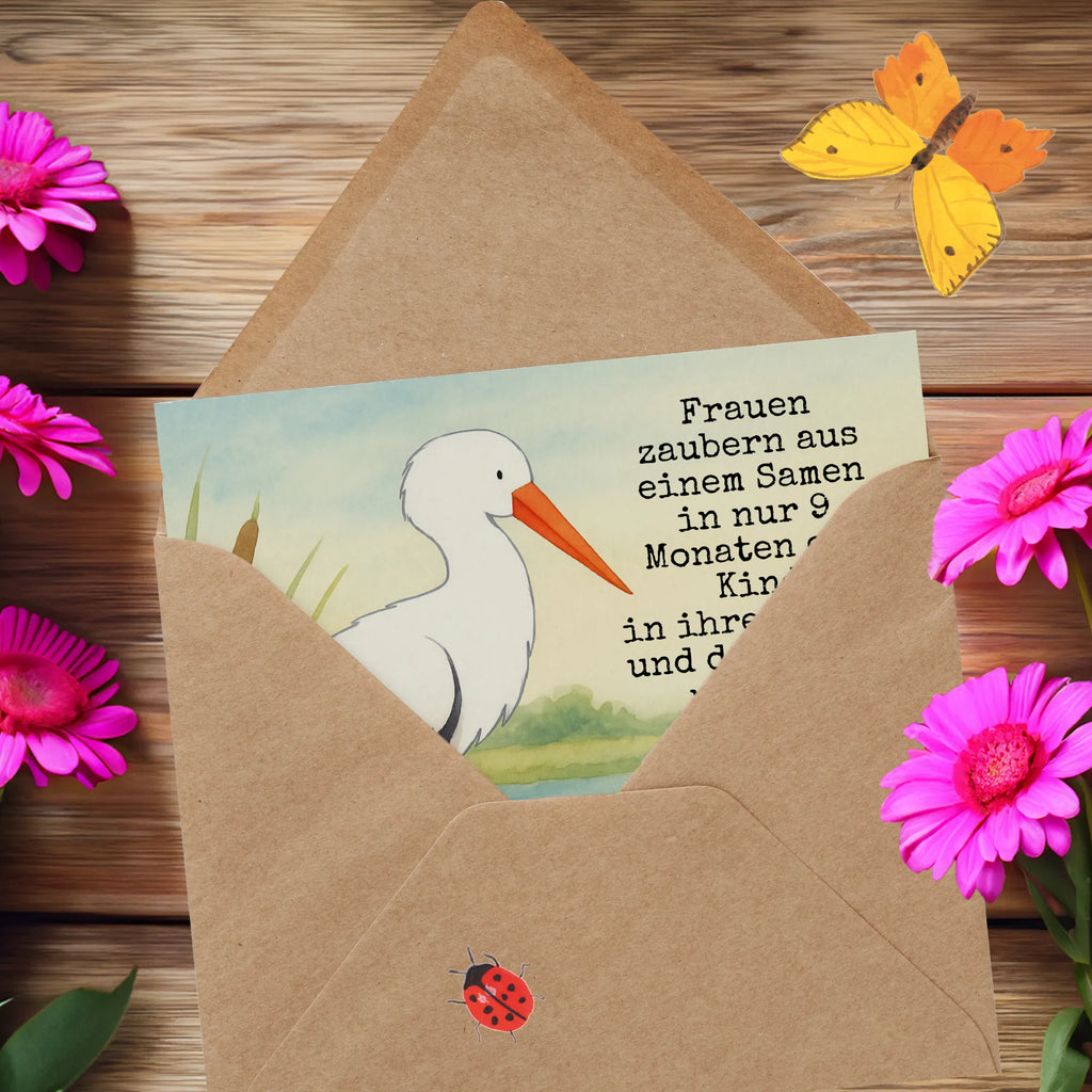 Deluxe Karte Storch Design Karte, Grußkarte, Klappkarte, Einladungskarte, Glückwunschkarte, Hochzeitskarte, Geburtstagskarte, Hochwertige Grußkarte, Hochwertige Klappkarte, Tiermotive, Gute Laune, lustige Sprüche, Tiere, Storch, Störche, Schwangerschaft, Geburt, Mutter, Mütter, Mutter werden, Schwanger, Babybauch, Baby