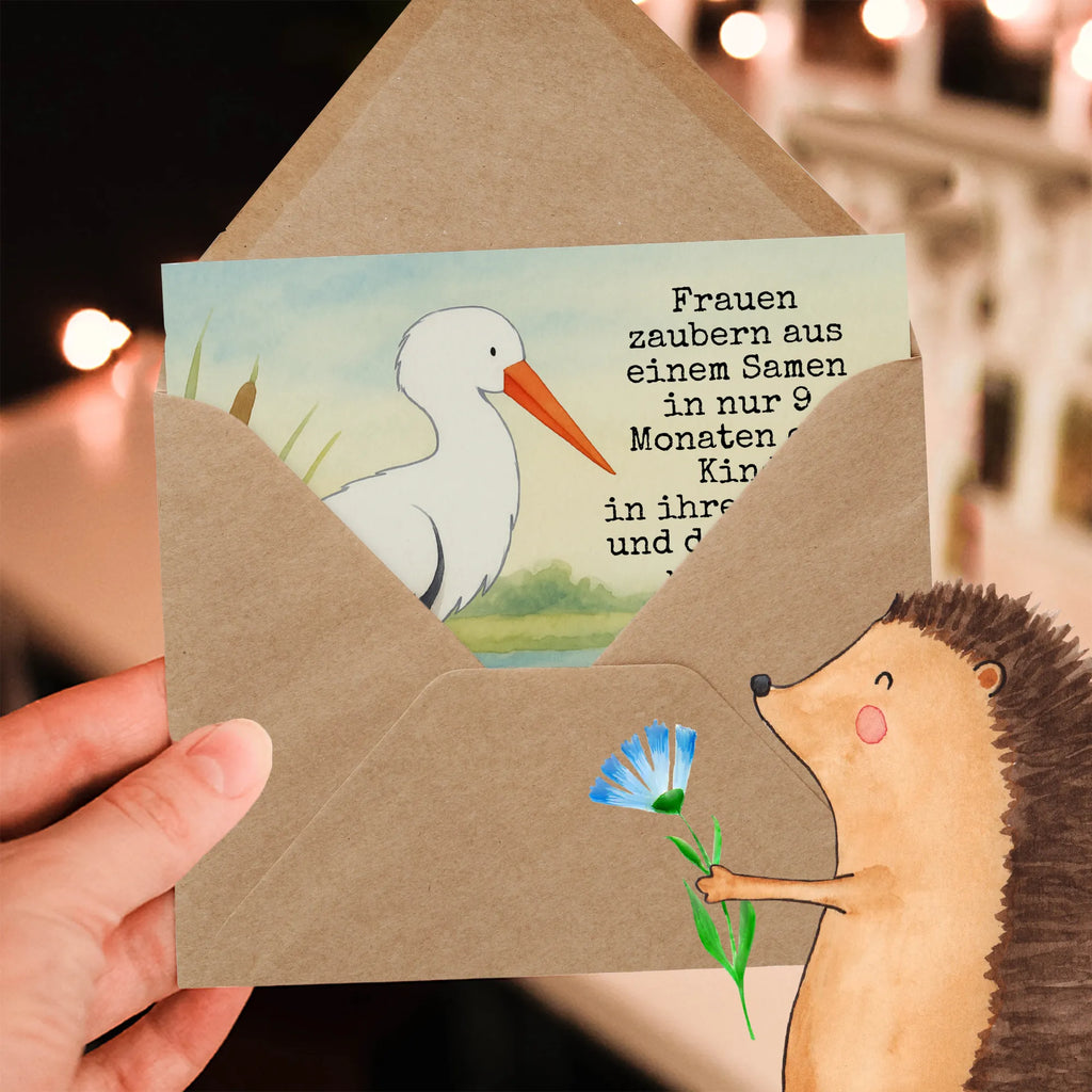 Deluxe Karte Storch Design Karte, Grußkarte, Klappkarte, Einladungskarte, Glückwunschkarte, Hochzeitskarte, Geburtstagskarte, Hochwertige Grußkarte, Hochwertige Klappkarte, Tiermotive, Gute Laune, lustige Sprüche, Tiere, Storch, Störche, Schwangerschaft, Geburt, Mutter, Mütter, Mutter werden, Schwanger, Babybauch, Baby