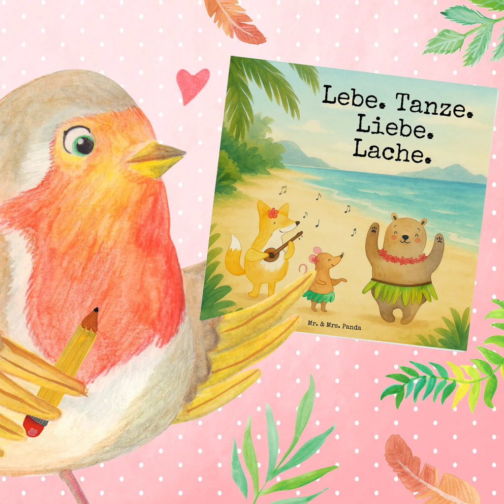 Deluxe Karte Waldtiere Aloha Design Karte, Grußkarte, Klappkarte, Einladungskarte, Glückwunschkarte, Hochzeitskarte, Geburtstagskarte, Hochwertige Grußkarte, Hochwertige Klappkarte, Tiermotive, Gute Laune, lustige Sprüche, Tiere, Wald, Waldtiere, Musik, Aloha, Bär, Hase, Igel, Tanzen, Leben, Lachen