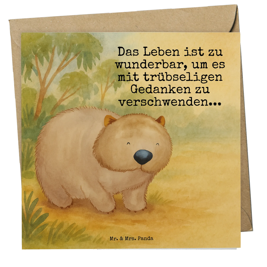 Karta Deluxe Wombat Design Karte, Grußkarte, Klappkarte, Einladungskarte, Glückwunschkarte, Hochzeitskarte, Geburtstagskarte, Hochwertige Grußkarte, Hochwertige Klappkarte, Tiermotive, Gute Laune, lustige Sprüche, Tiere, Wombat, Das Leben ist schön, Motivation, Spruch, Australien