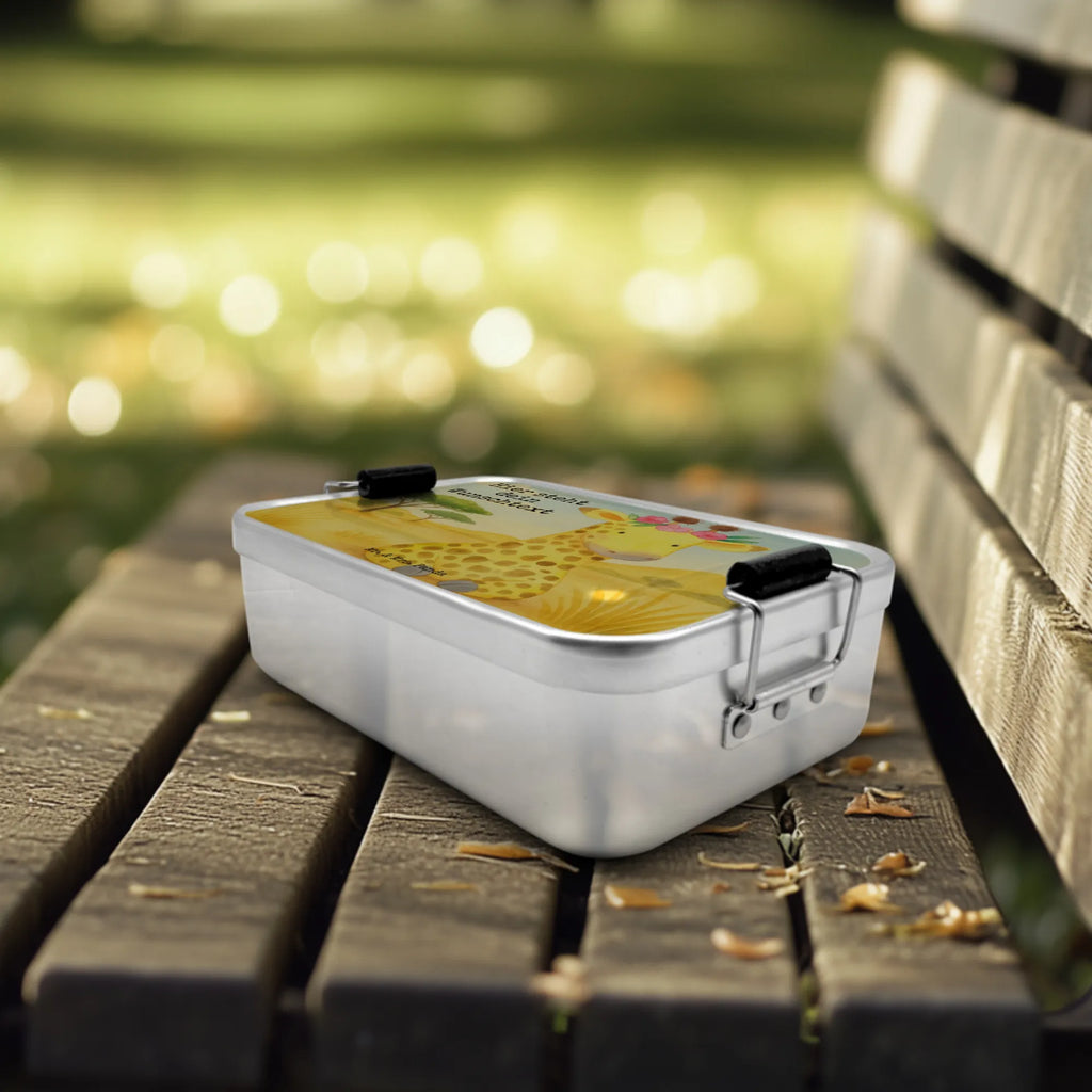 Spersonalizowany metalowy pojemnik na lunch żyrafa Wieniec kwiatów Design Kindergarten, Geschenk mit Namen, Brotbox, Brotbox mit Namen, Uni, Brotdose mit Namen, Brotdose, Schule, Afrika, Wildtiere, Abenteurer, Freundin, Blumenkranz, Giraffe, Selbstliebe