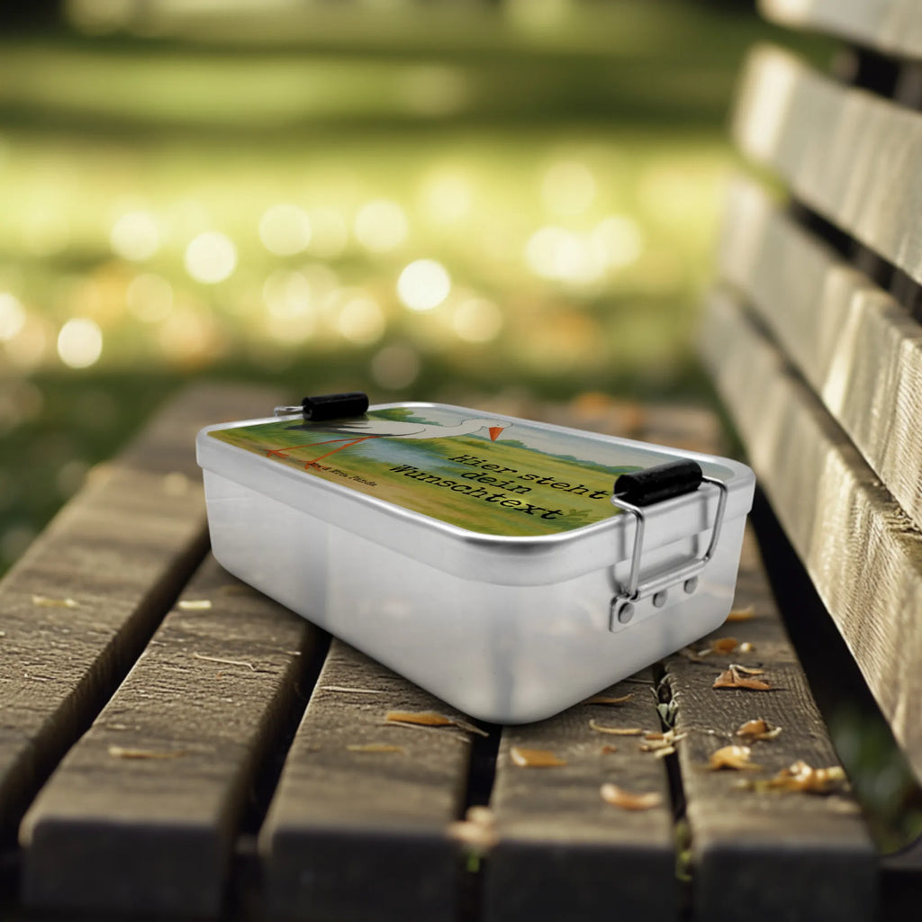 Spersonalizowany metalowy pojemnik na lunch Bocian Design Schule, Kindergarten, Brotdose mit Namen, Uni, Brotbox mit Namen, Brotbox, Brotdose, Geschenk mit Namen, Tiermotive, Gute Laune, lustige Sprüche, Tiere, Schwanger, Babybauch, Mutter, Storch, Baby, Mütter, Mutter werden, Schwangerschaft, Störche, Geburt