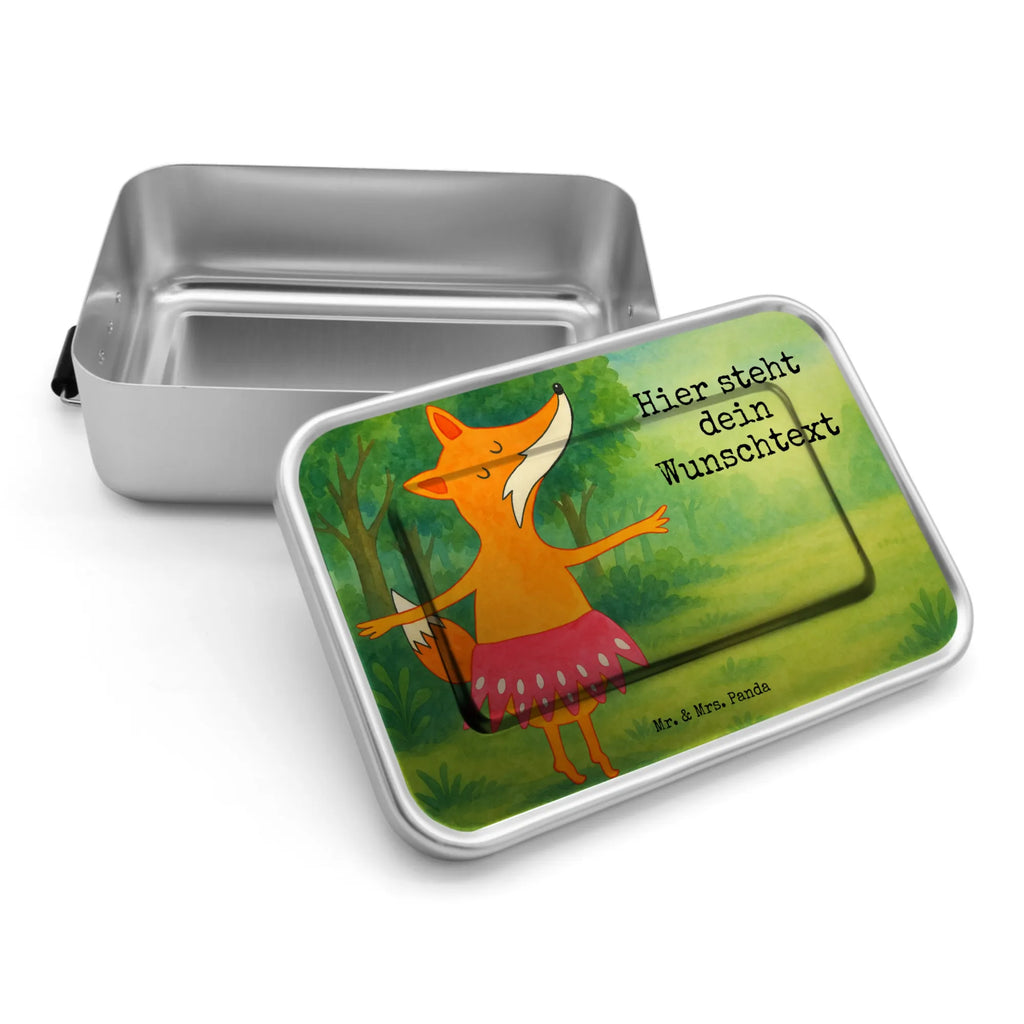 Personalisierte Metall Brotdose Fuchs Ballerina Design Brotdose mit Namen, Geschenk mit Namen, Brotdose, Schule, Uni, Brotbox, Brotbox mit Namen, Kindergarten, Fuchs, Fuchs Spruch, Ballett, Füchsin, Tanzen, Ballerina, Geburtstag, Einladung, Füchse, Tänzerin, Party