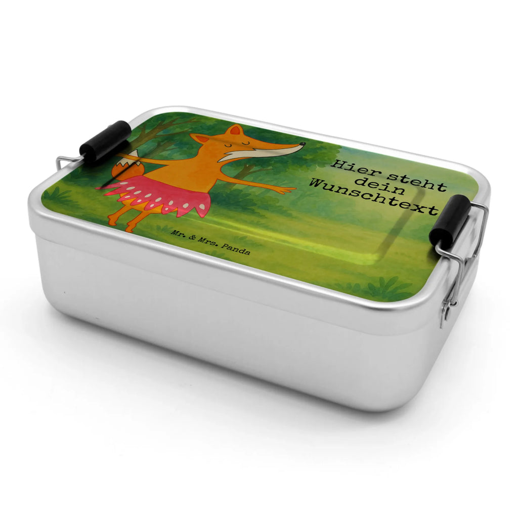 Personalisierte Metall Brotdose Fuchs Ballerina Design Brotdose mit Namen, Geschenk mit Namen, Brotdose, Schule, Uni, Brotbox, Brotbox mit Namen, Kindergarten, Fuchs, Fuchs Spruch, Ballett, Füchsin, Tanzen, Ballerina, Geburtstag, Einladung, Füchse, Tänzerin, Party