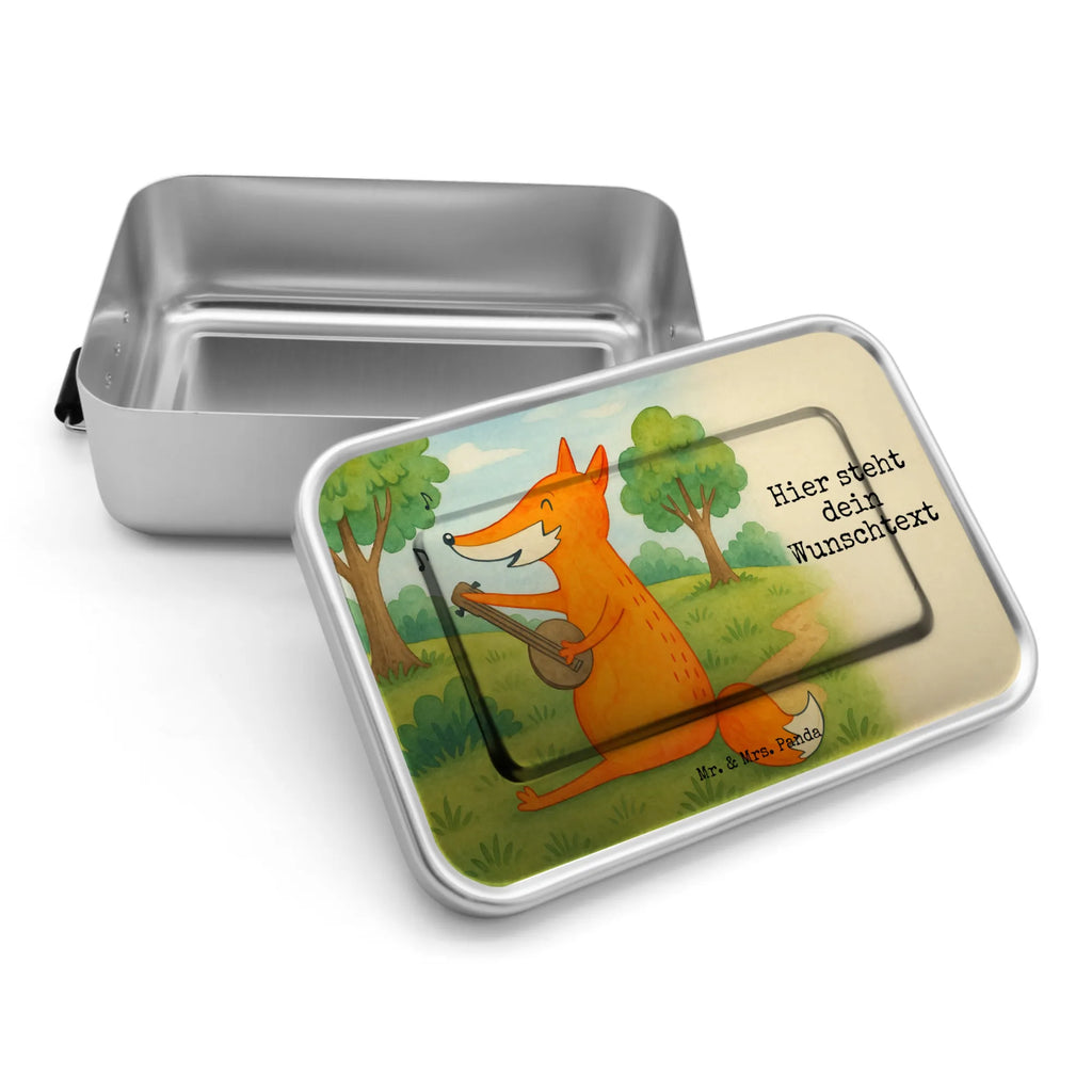 Personalized Metal Lunch Box Fox guitar Design Brotbox, Brotbox mit Namen, Uni, Geschenk mit Namen, Brotdose, Schule, Kindergarten, Brotdose mit Namen, Fuchs, Füchse, Sänger, Musikerin, Musik Spruch, Sängerin, Gitarre, Geschenk Musiker